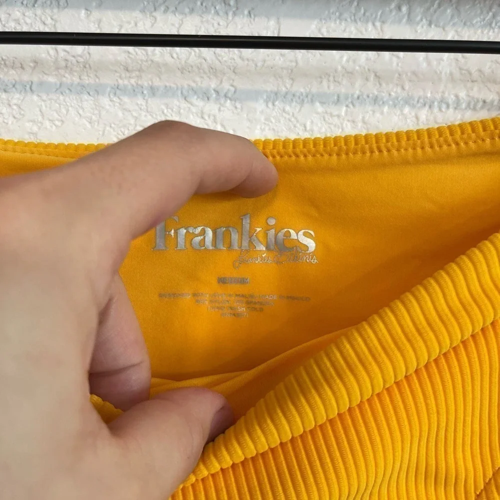 Frankies Bikinis Jenna Ribbed High Waist Cheeky Bikini Bottom Citrus Orange M